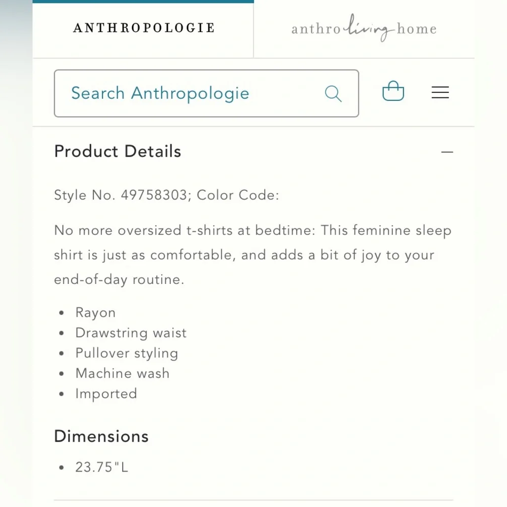 ANTHROPOLOGIE NWOT Springtime Sleep Shirt *TOP ONLY* - Picture 11 of 12